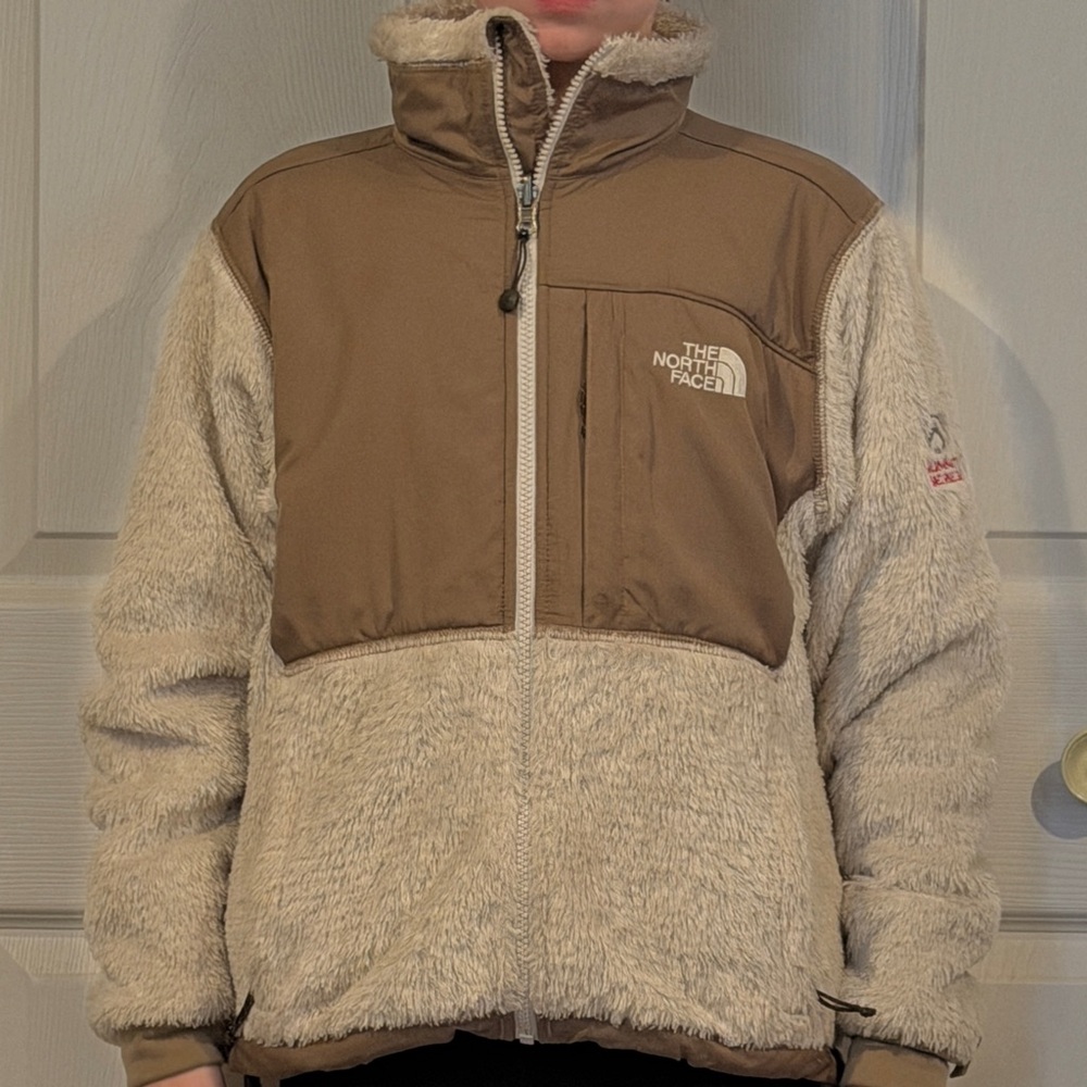 The North Face Tan and Cream Fleece Jacket